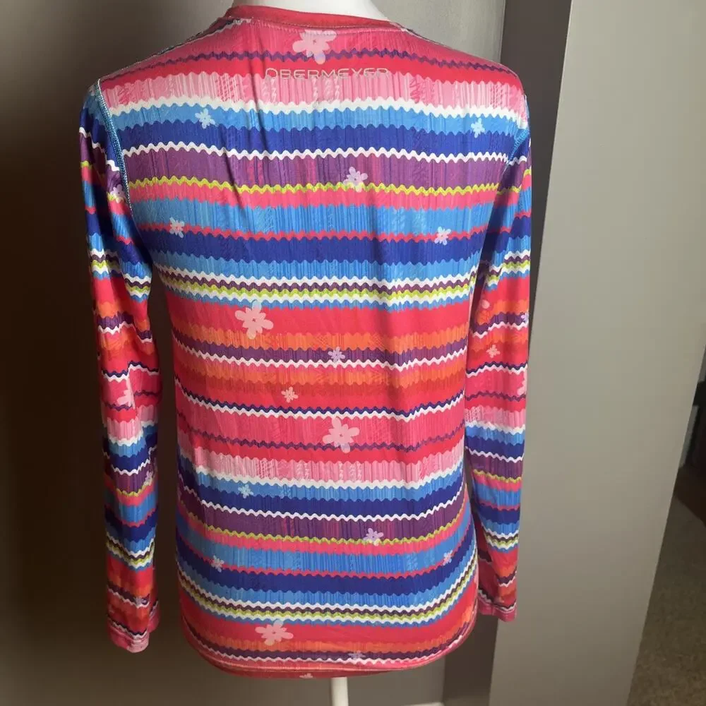 Obermeyer Youth Large Pullover Base Layer Striped Wicking Ski Shirt Comfort Vaca